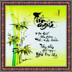 Tranh thư pháp vẽ tay chữ - TÌNH NGHĨA -